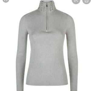 Maje studded zip up sweater